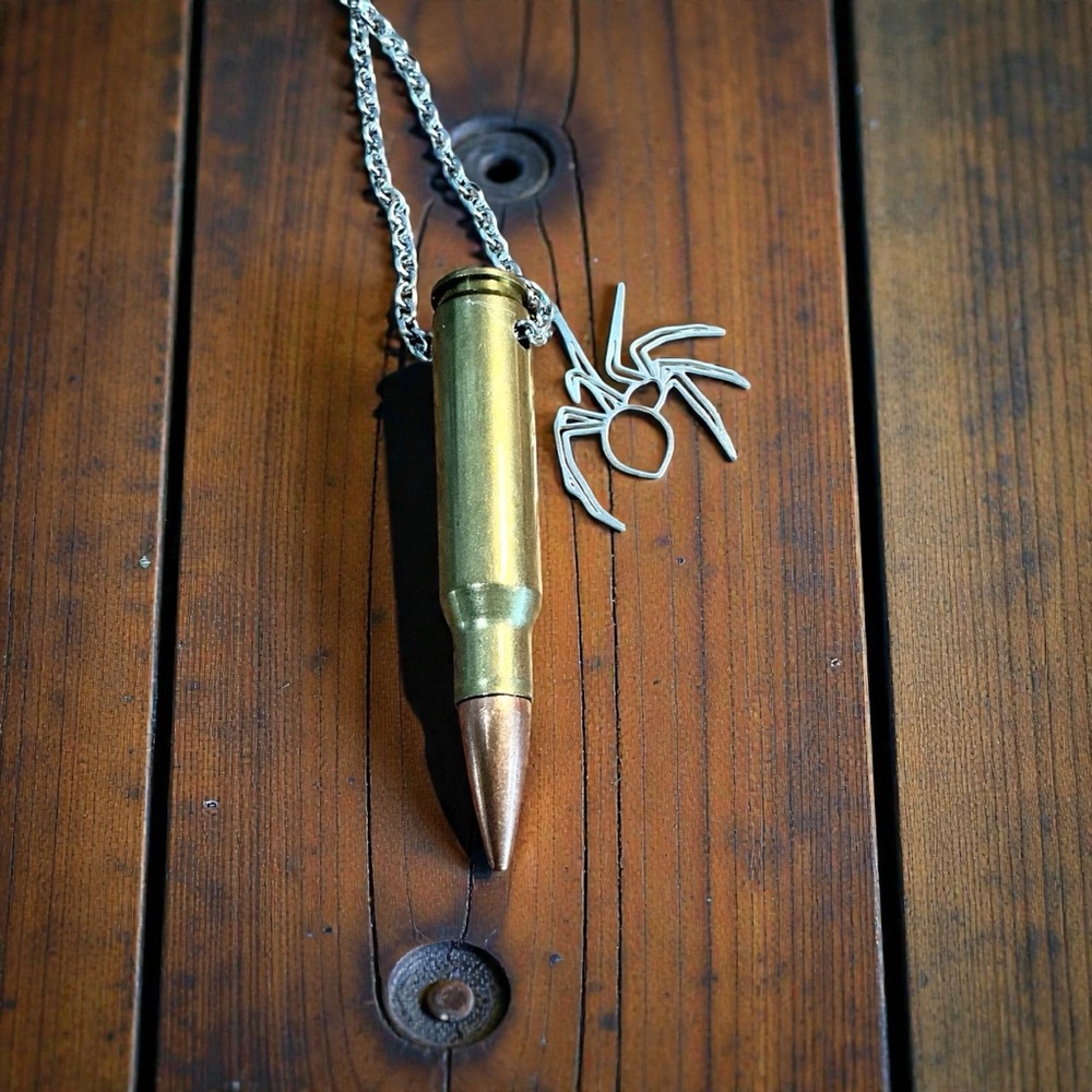 🆕 308 Winchester with Black Widow Pendant Nevklace